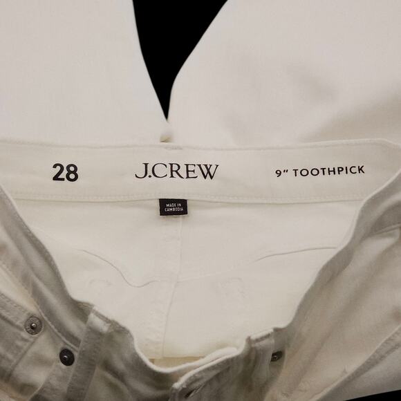 J Crew Jeans Womens 28 White Mid Rise Skinny 9" Toothpick Stretch Denim Pants - Picture 7 of 13